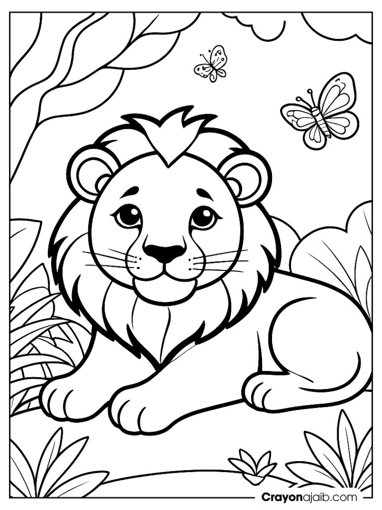 Ungle scene lion coloring page ca