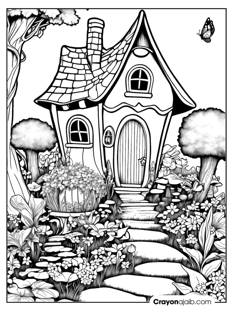 Bring fairy tales to life free fairy house coloring pages to print