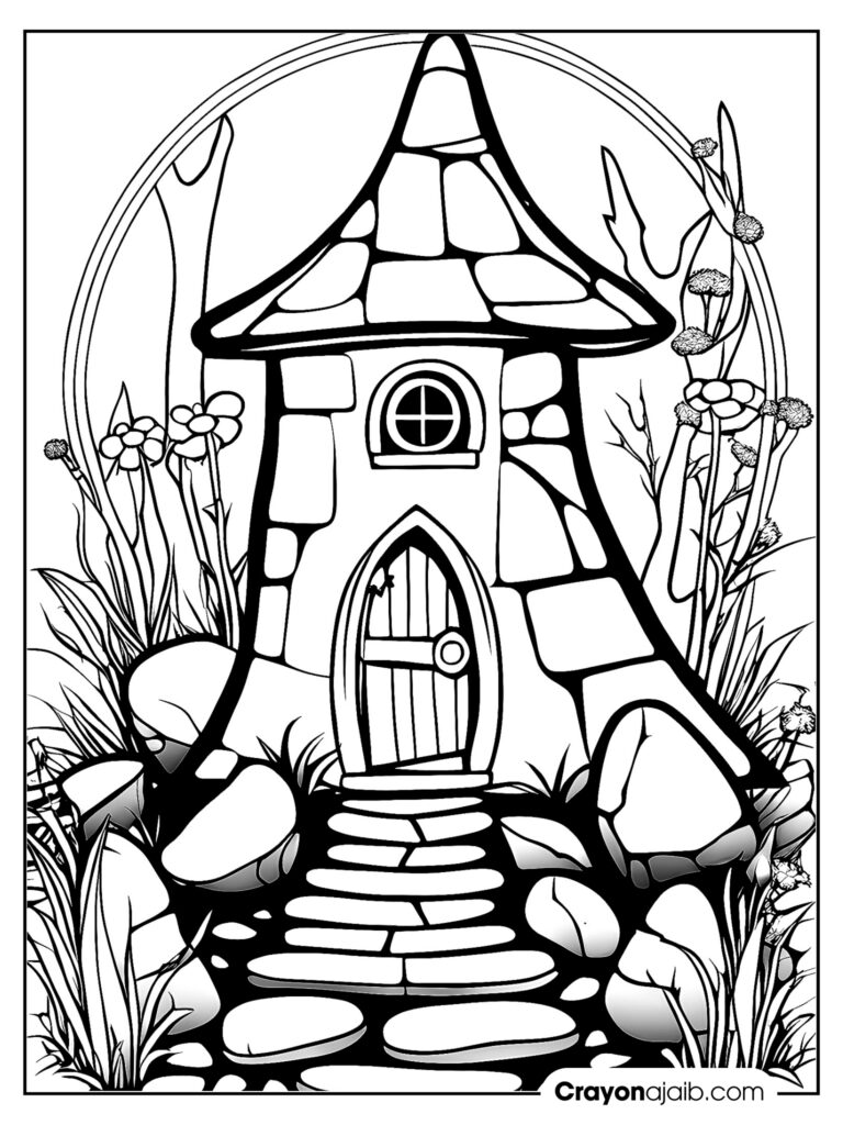 Bring the magic home stunning fairy house coloring pages for kids