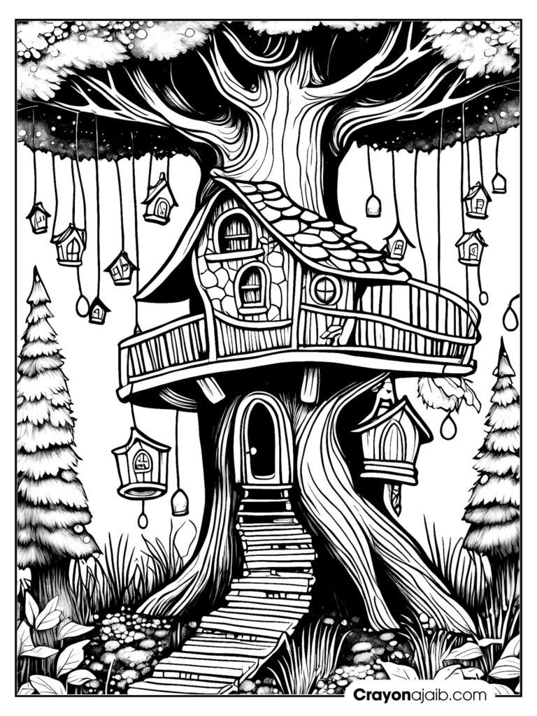 Crafting magic unique fairy house coloring pages for little artists