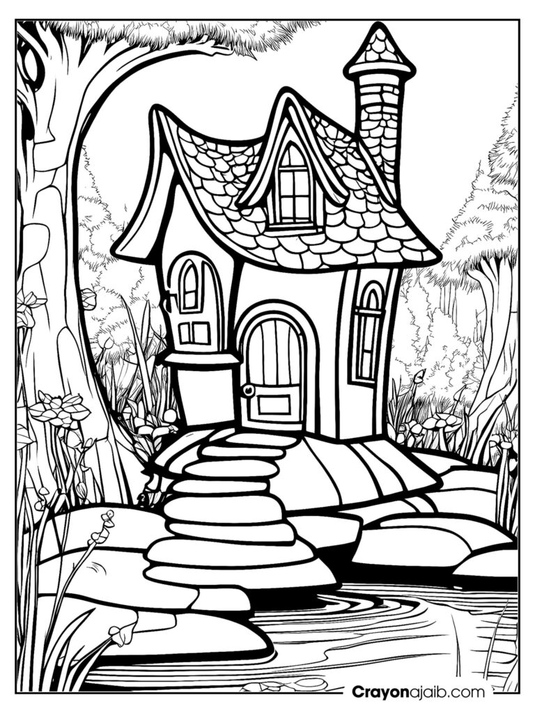 Create your own fairy tale stunning fairy house coloring pages