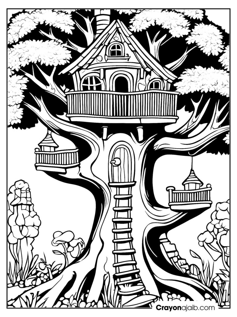 Fairyland awaits captivating fairy house coloring pages for kids