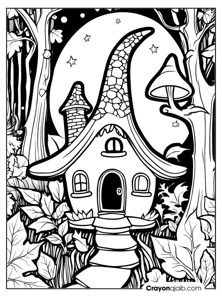 Get lost in the magic downloadable fairy house coloring pages