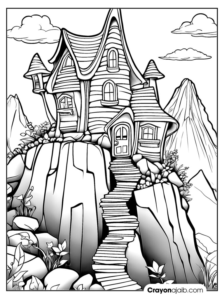 Imagination awaits downloadable fairy house coloring pages for kids