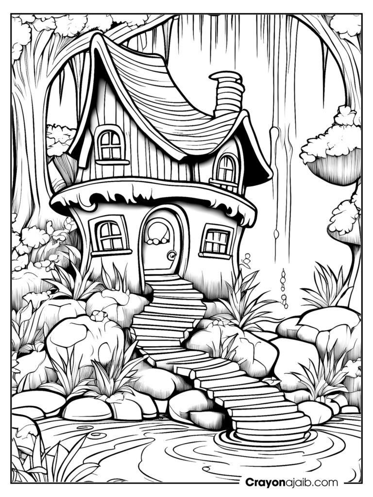 Magic on paper enchanting fairy house coloring pages for kids