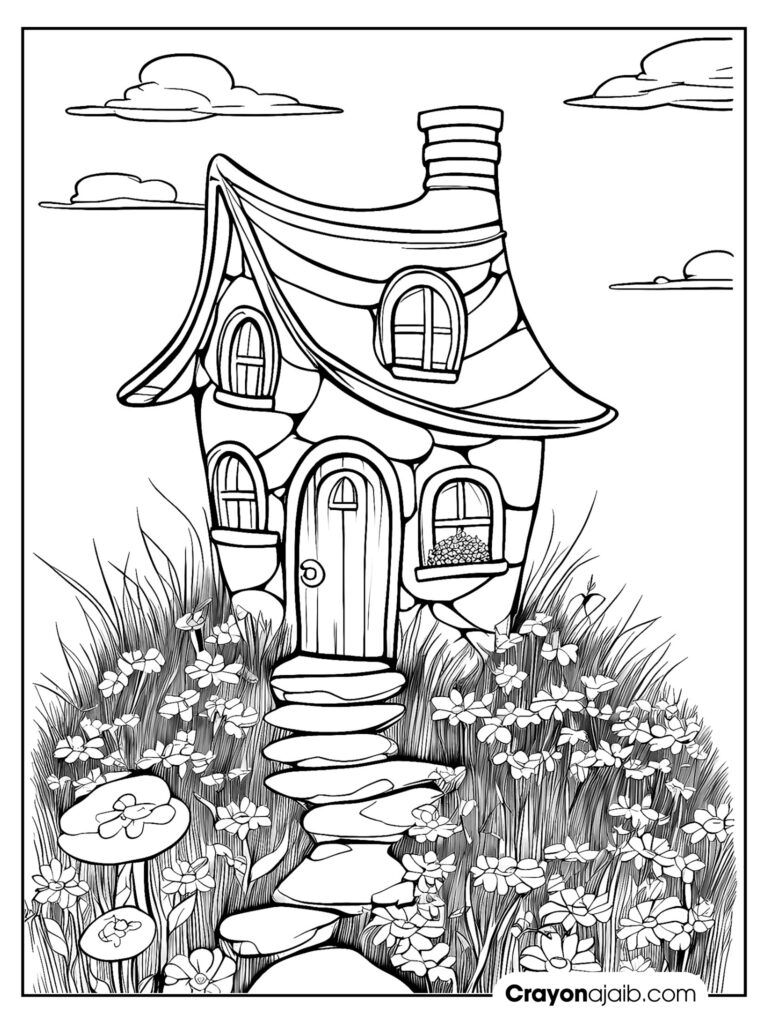 Perfect for little dreamers free fairy house coloring pages to print