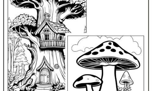 Printable fairy house coloring pages