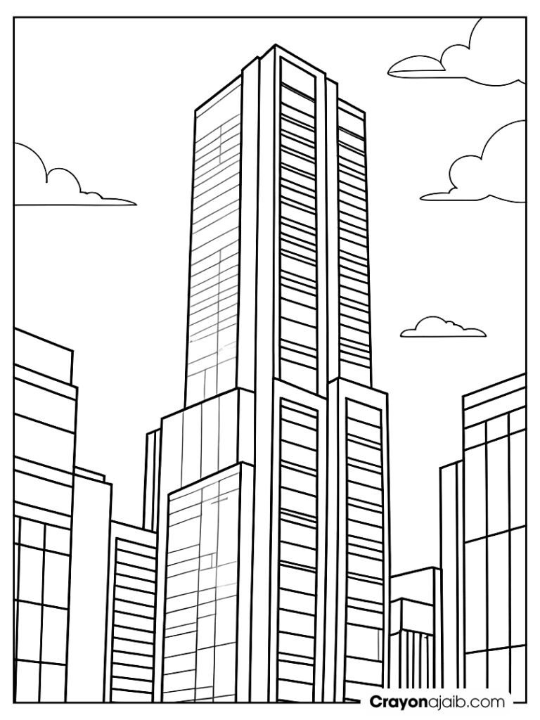 Simple skyscraper with large windows ca