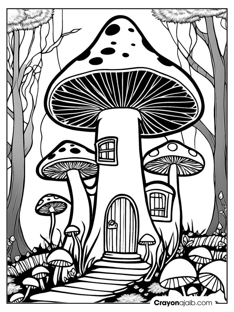 Spark joy with these enchanting fairy house coloring pages