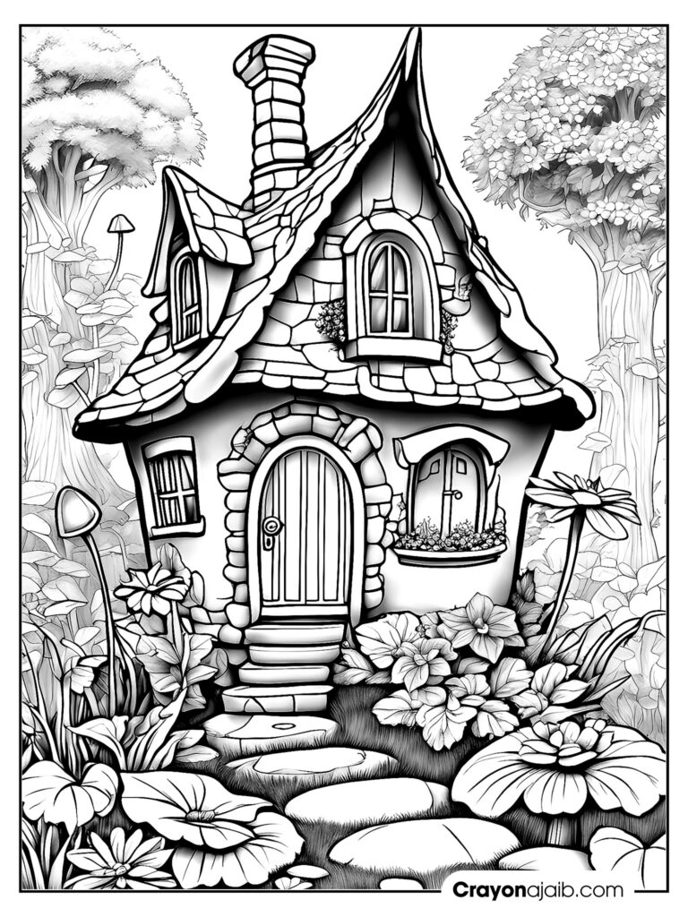 Unveil the magic stunning fairy house coloring pages for children