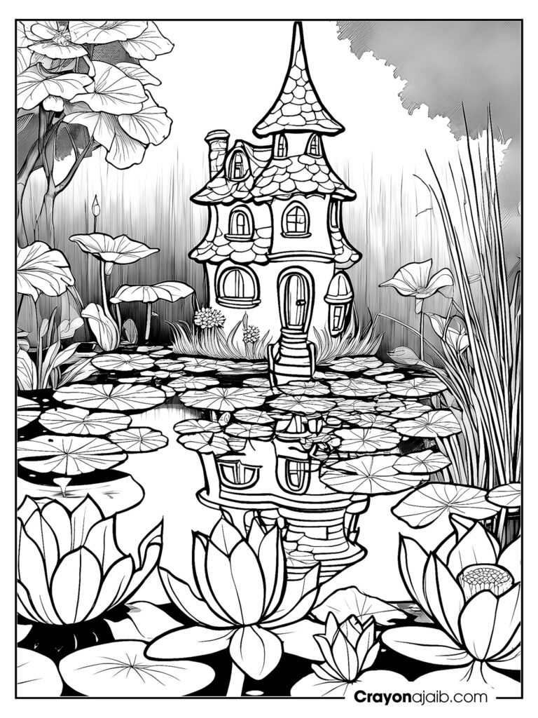 Whisk your child away fairy house coloring pages full of charm