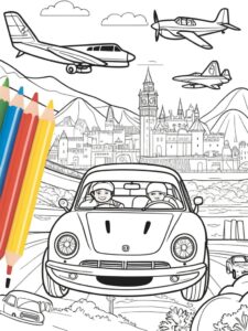 Amazing vehicles and transportation coloring book