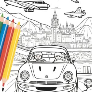 Amazing vehicles and transportation coloring book