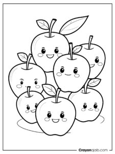 Apple family coloring page with expressions ca