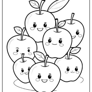 Apple family coloring page with expressions ca