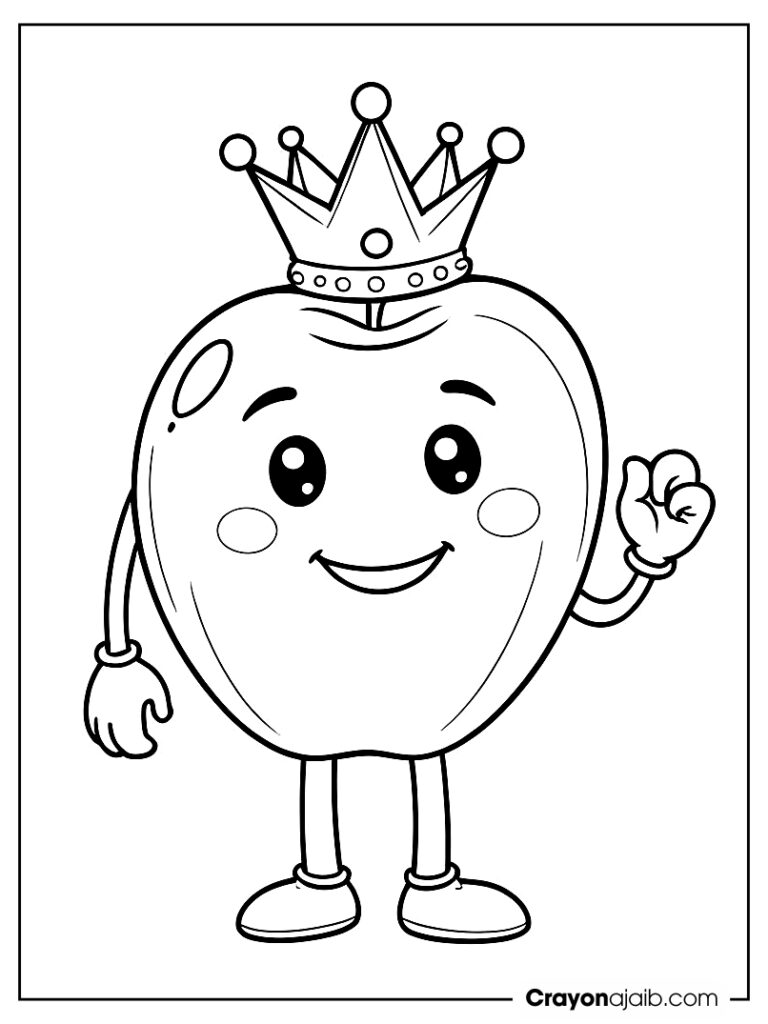 Apple king coloring page for kids ca