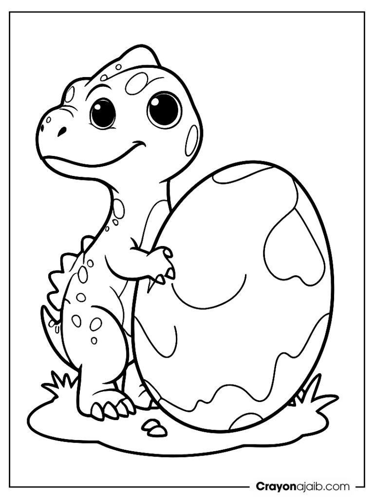 Baby dinosaur coloring page for kids ca