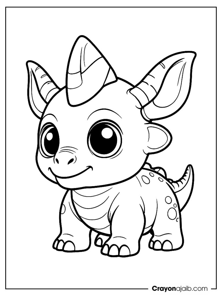 Baby triceratops coloring page for kids ca