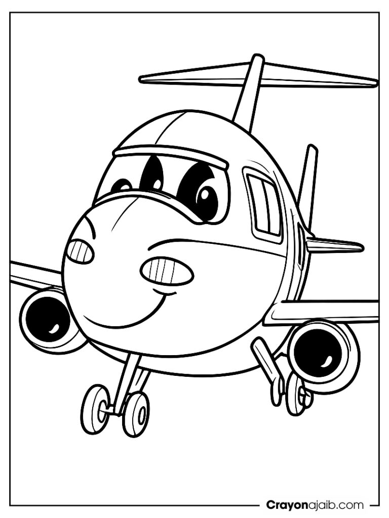 Cartoon airplane with smiling face ca