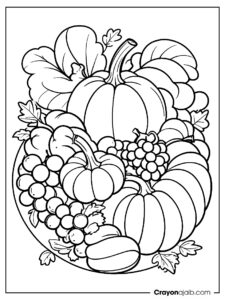 Classic thanksgiving cornucopia coloring page ca