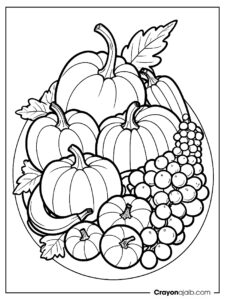 Cornucopia thanksgiving coloring page ca