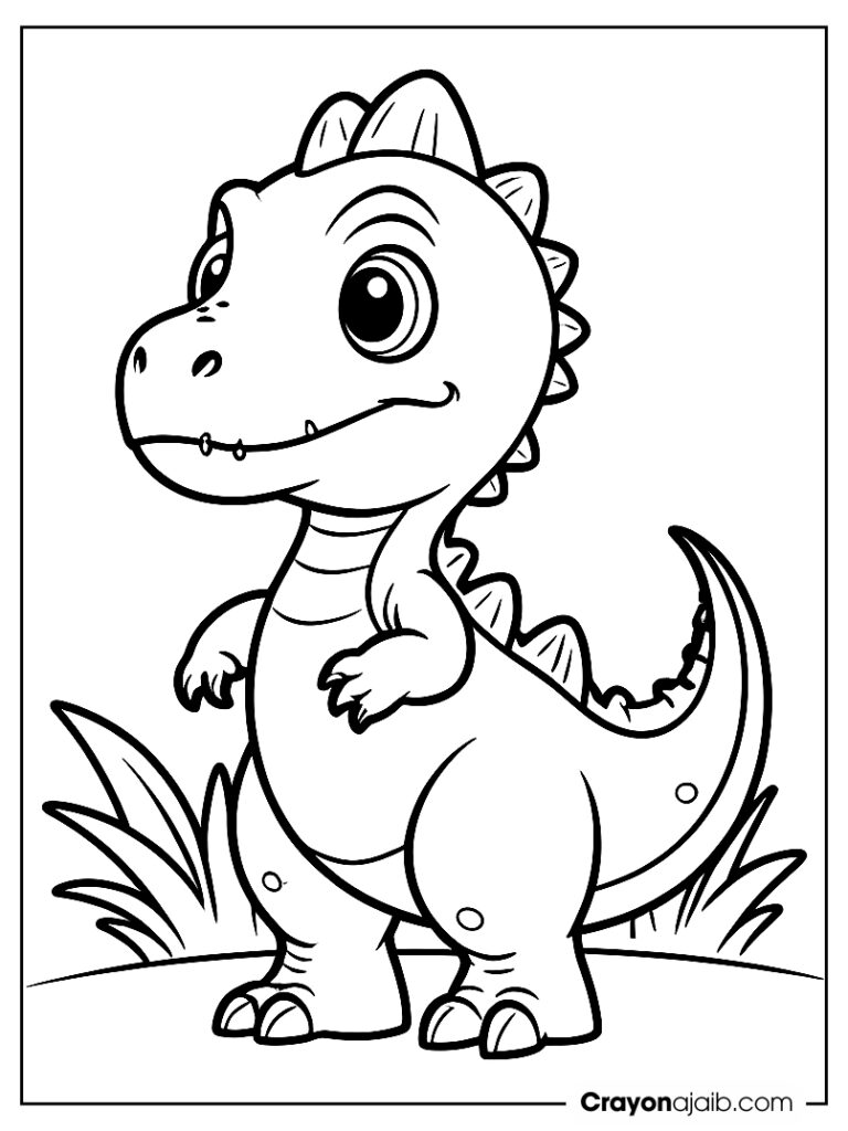 Cute baby t rex coloring page for kids ca