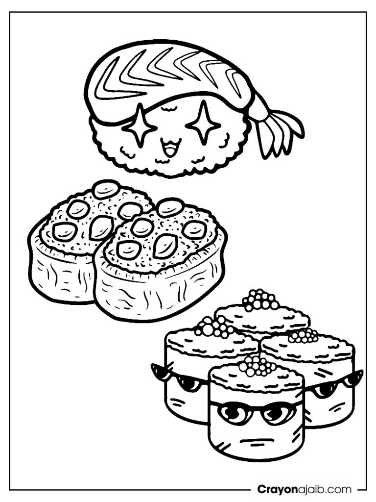 Cute sushi coloring pages for free ca