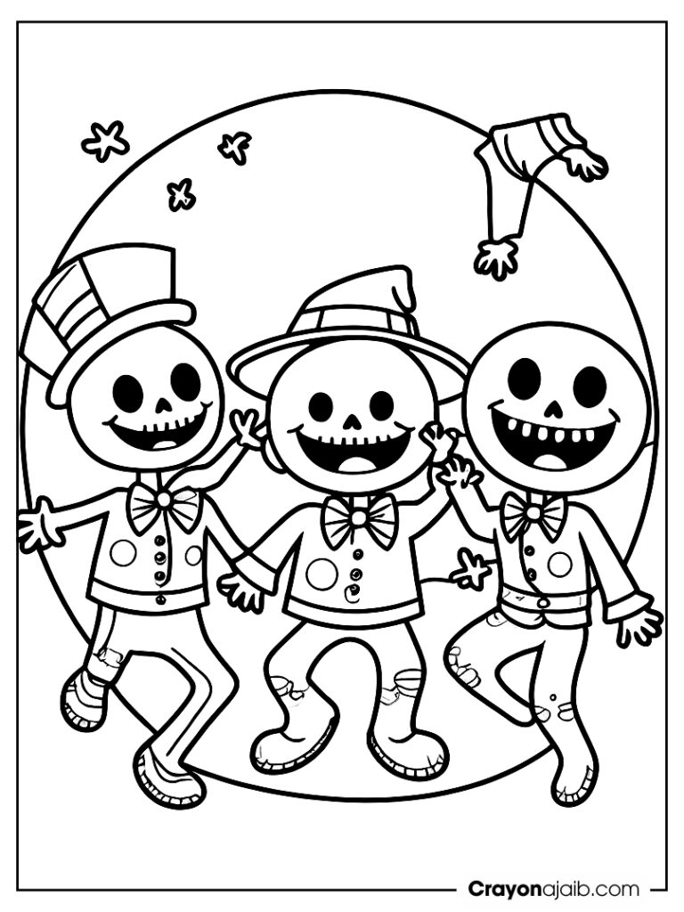 Dancing skeletons in a circle crayonajaib