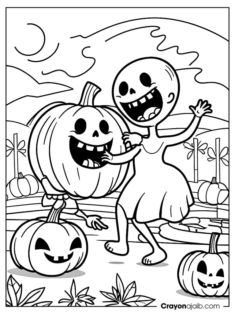 Dancing zombie and ghost in pumpkin patch ca