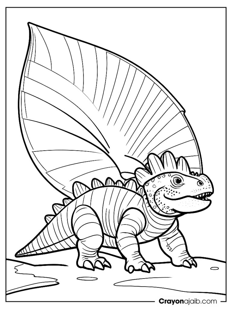 Dimetrodon dinosaur coloring page for kids ca