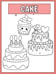 Free cake coloring pages for kids & adults