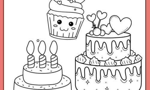 Free cake coloring pages for kids & adults