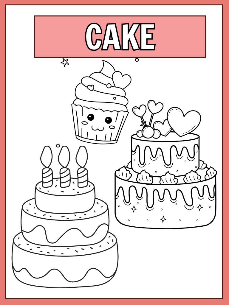 Free cake coloring pages for kids & adults