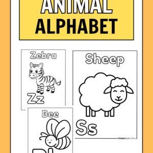 Free printable animal alphabet coloring pages