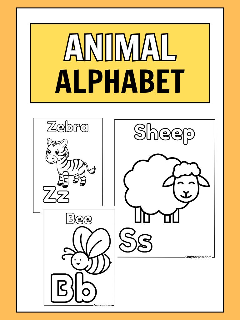 Free printable animal alphabet coloring pages