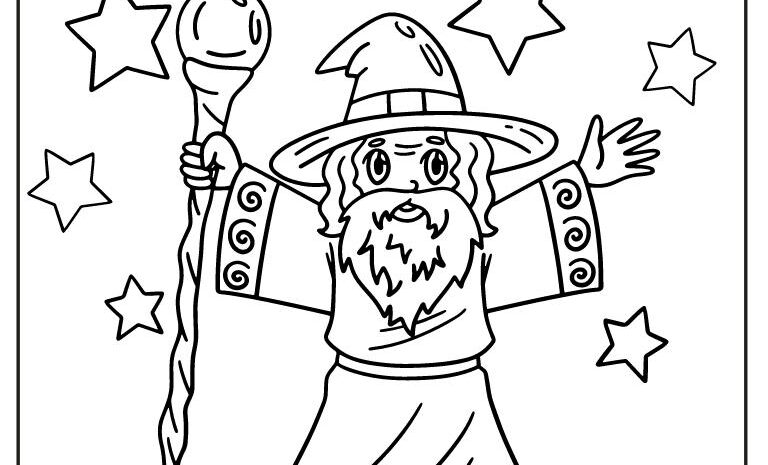 Free wizard coloring pages