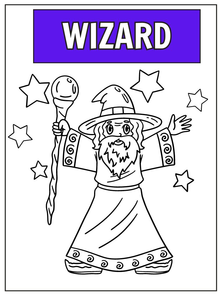 Free wizard coloring pages