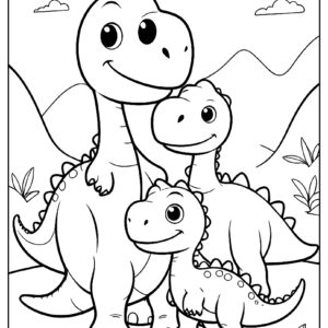 Friendly dinosaur family with baby dinosaur ca