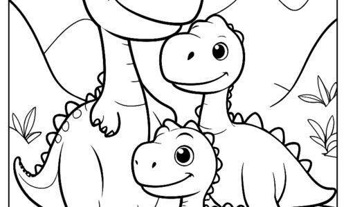 Friendly dinosaur family with baby dinosaur ca