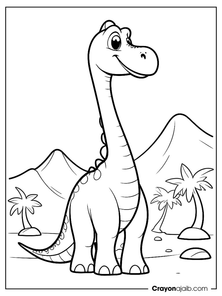 Friendly long neck dinosaur coloring shee ca