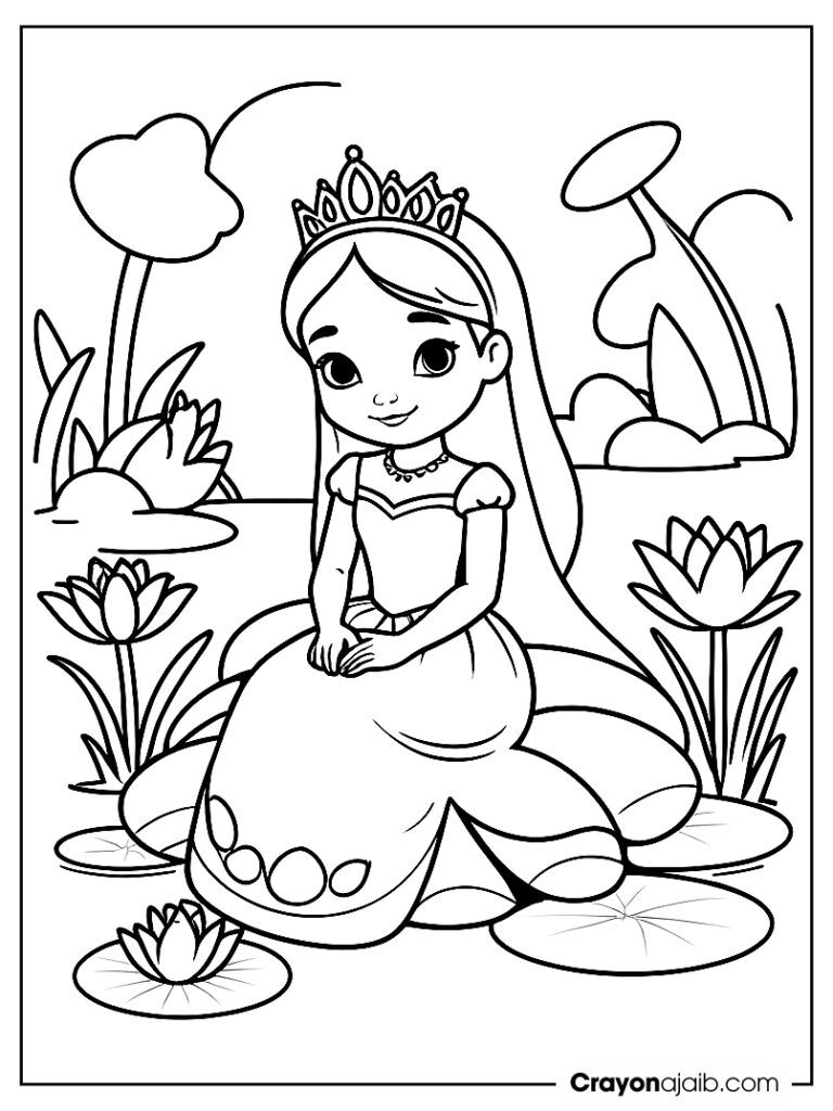 Frog prince and princess coloring page for kids ca