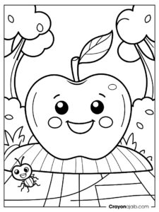 Fun apple picnic coloring page for kids ca