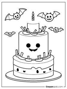 Halloween skeleton cake coloring page ca