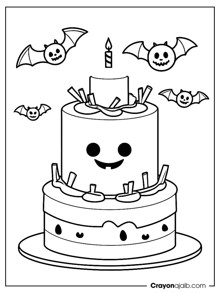 Halloween skeleton cake coloring page ca