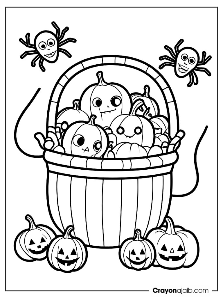 Halloween spider and pumpkin candy basket ca