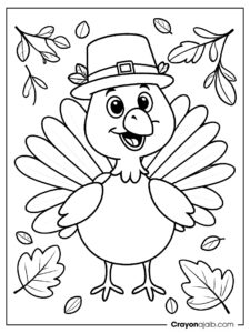 Happy turkey coloring page ca