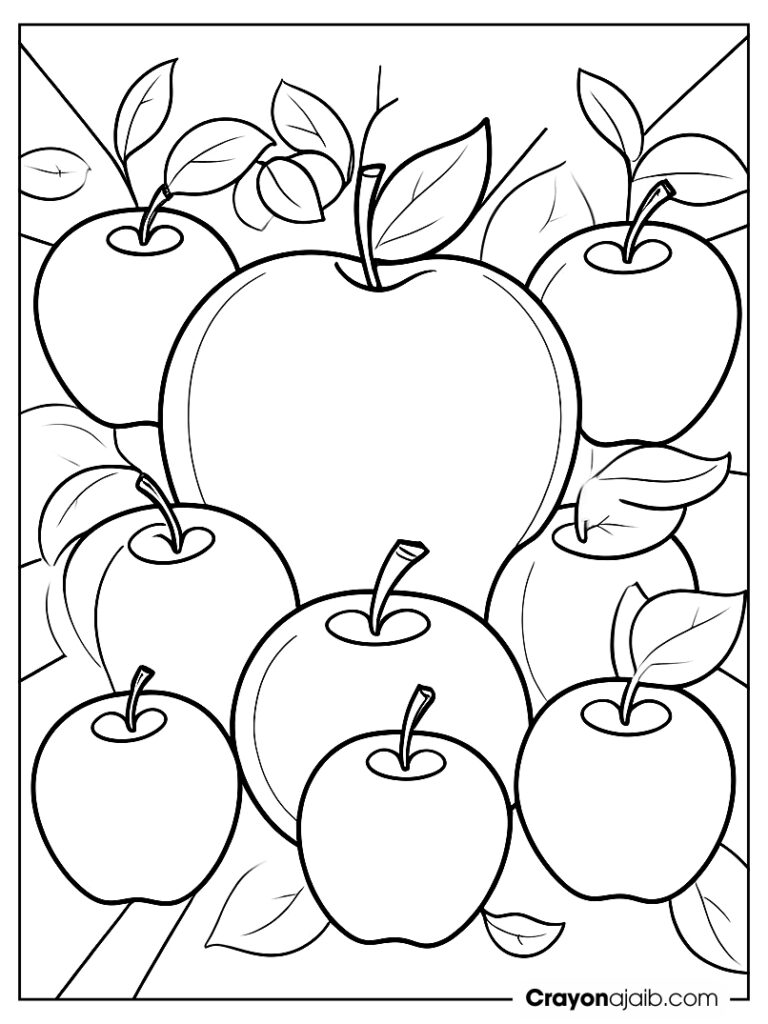 Happy and silly apples coloring page ca