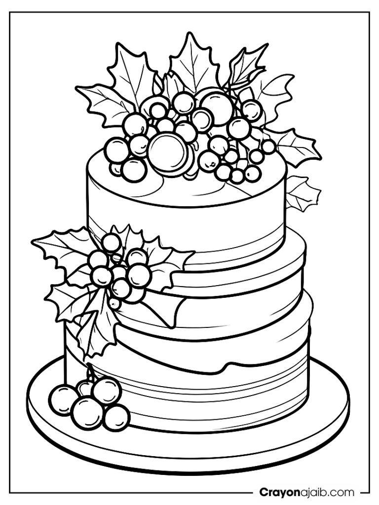 Holly and berry holiday cake drawing ca