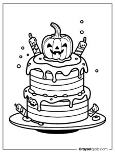 Jack o' lantern cake coloring page ca