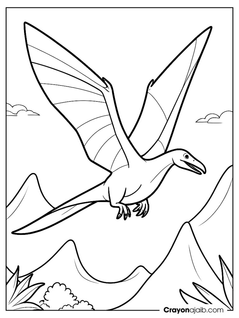 Kindergarten pterodactyl dinosaur coloring sheet ca